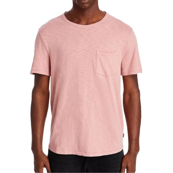 John Varvatos Men's Short Sleeve Cooper Raw Edges Pocket Slub T-Shirt Grapefruit
